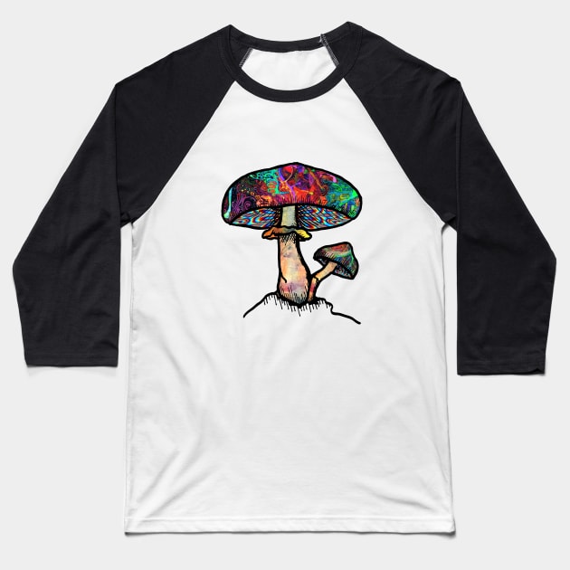 Papa Shroom Baseball T-Shirt by visionarysea